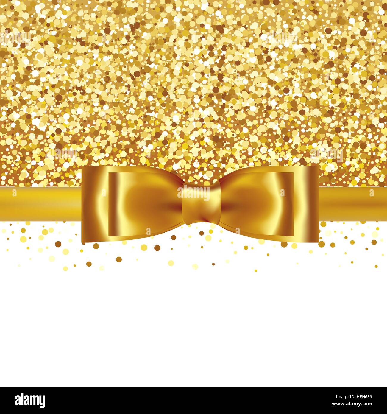 Shiny gold satin ribbon on white background. Golden glitter background
