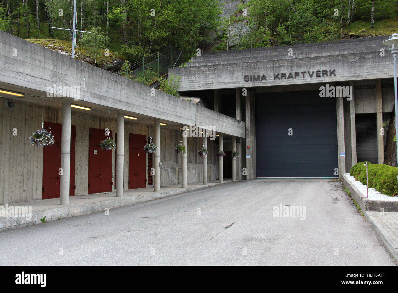 The entrance of Norwegian hydropower plant 'Sima Kraftwerk' in Eidfjord, Norway Stock Photo
