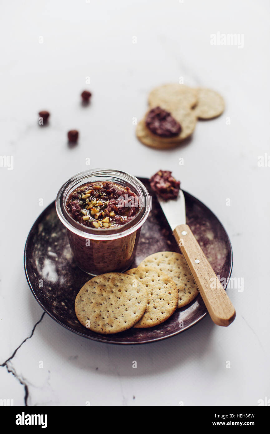 Homemade red chicory pesto in a jar Stock Photo Alamy