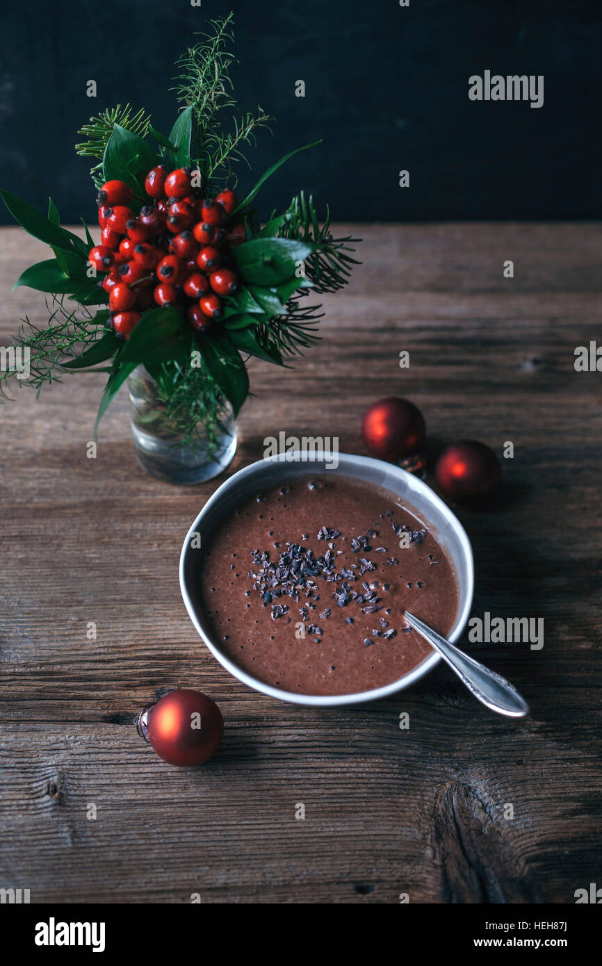 Chocolate smoothie in a bowl Stock Photo