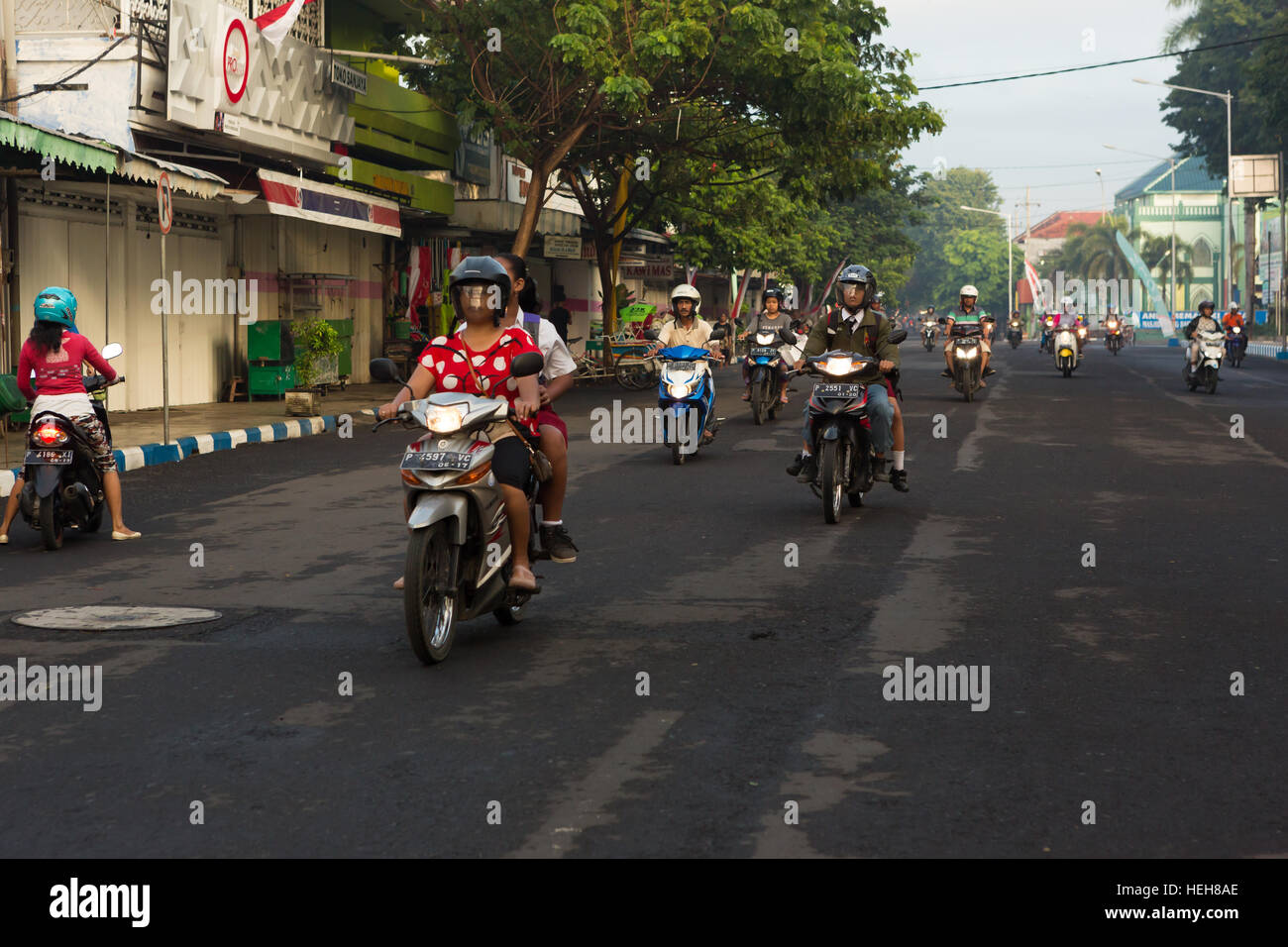 Motorcycle is one of the most important transport vehicle in Indonesia. Most people use motorbike in daily life. Stock Photo