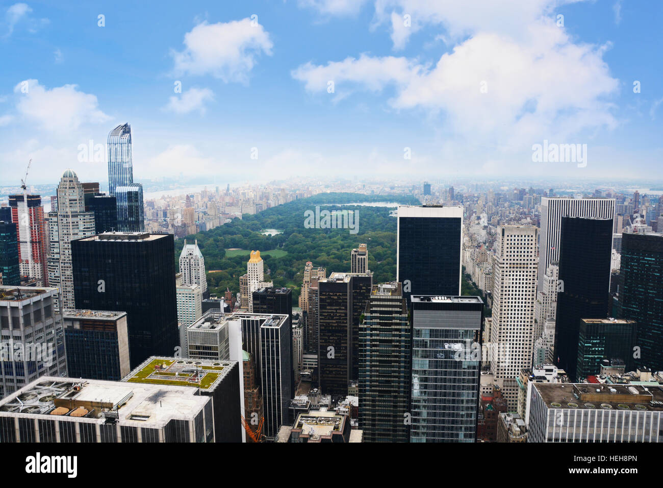 View over Central Park – Manhattan, New York from a skyscraper Stock Photo