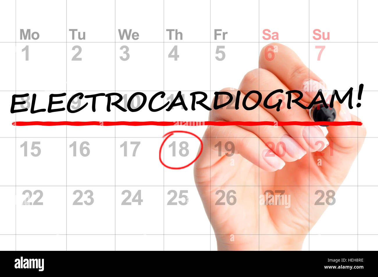 Electrocardiogram schedule date on calendar Stock Photo