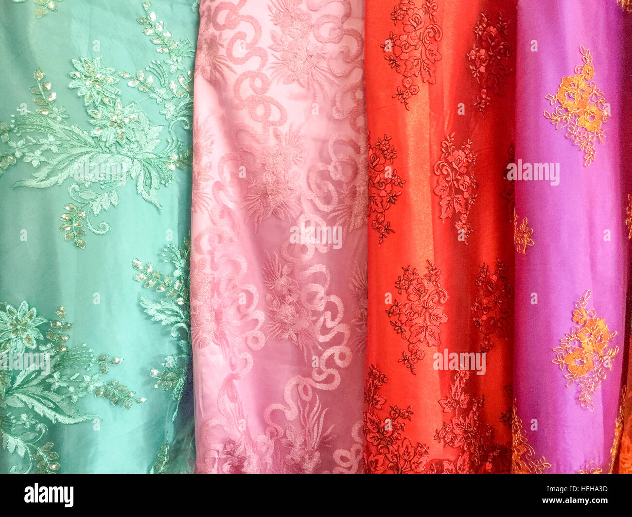 Indonesian weaving fabric on display Stock Photo - Alamy