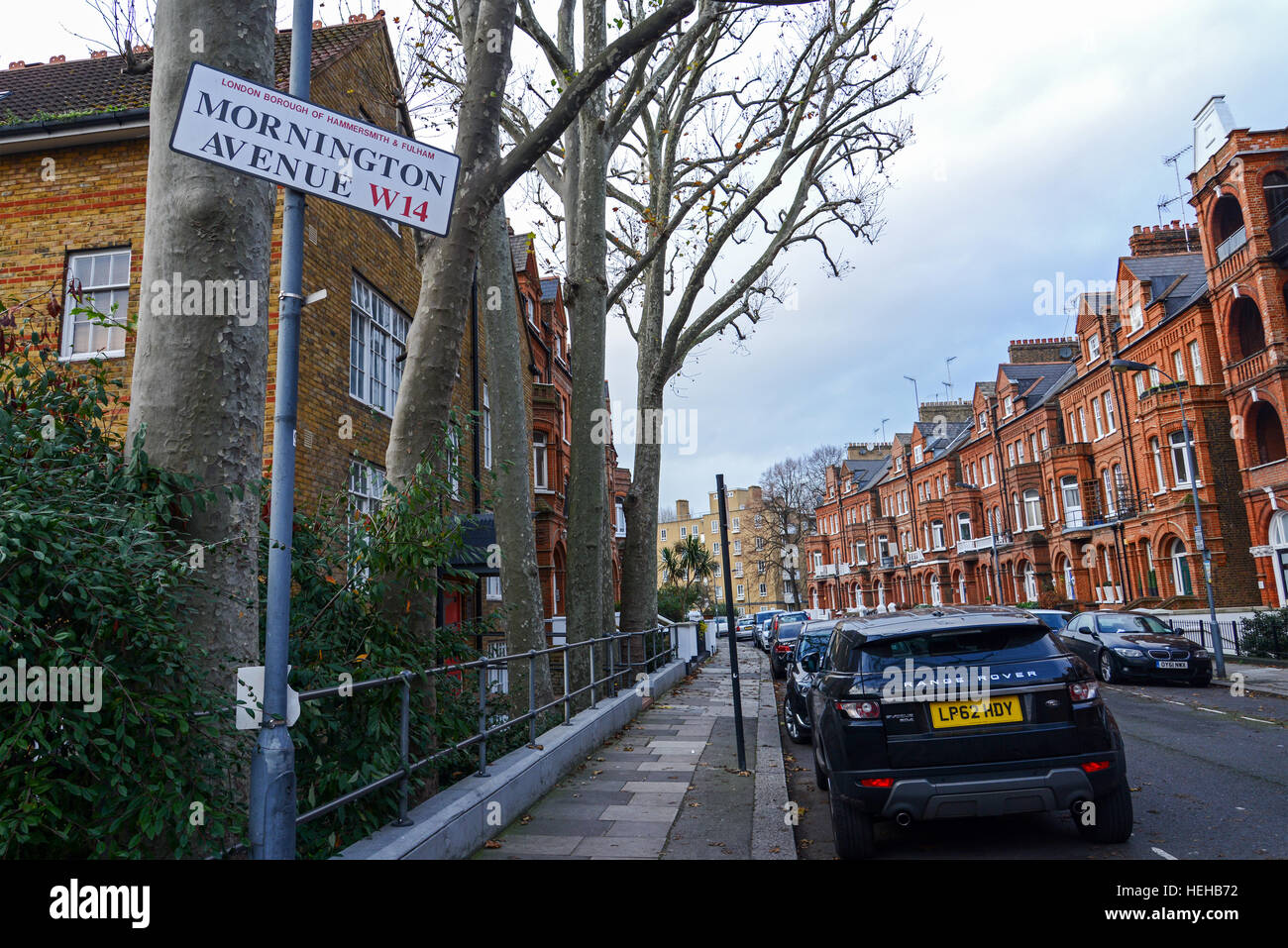 Mornington Avenue,  Kensington, London, W14. Stock Photo