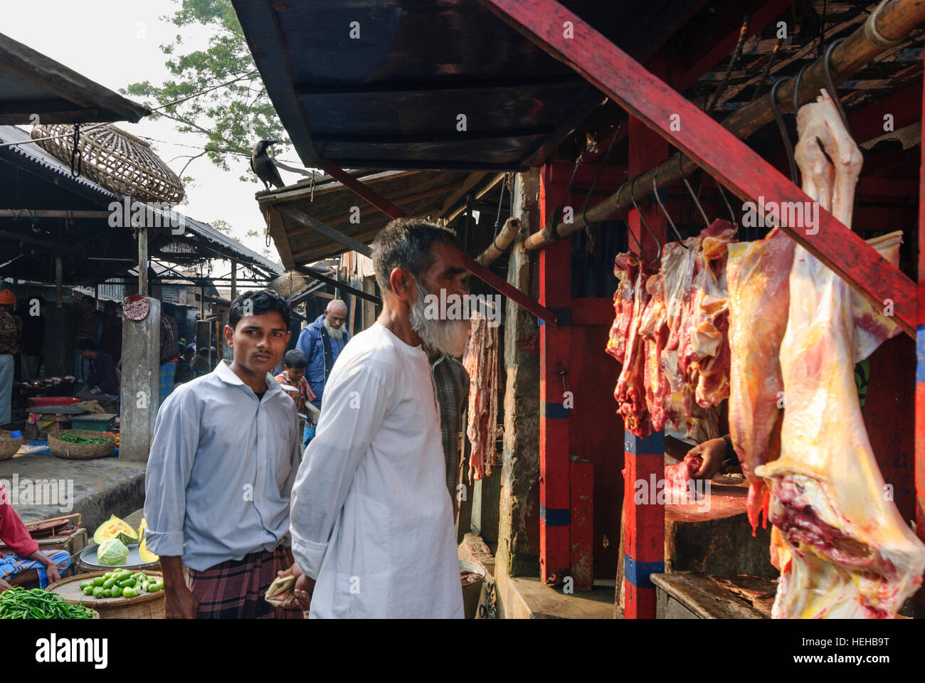 Barisal: Market, meat, Barisal Division, Bangladesh Stock Photo