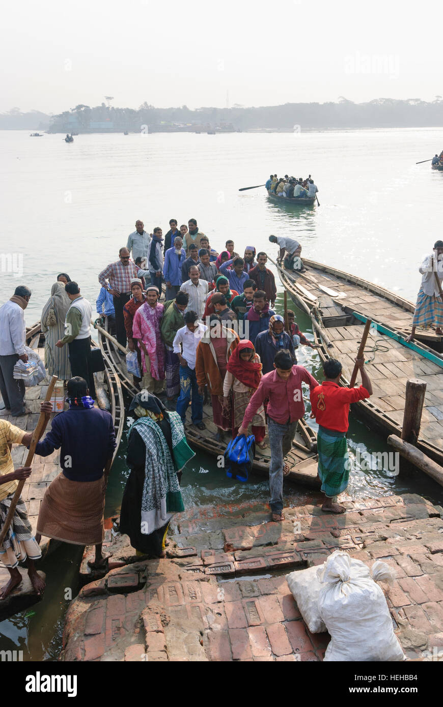 Barisal: Ferry boats, people, Barisal Division, Bangladesh Stock Photo
