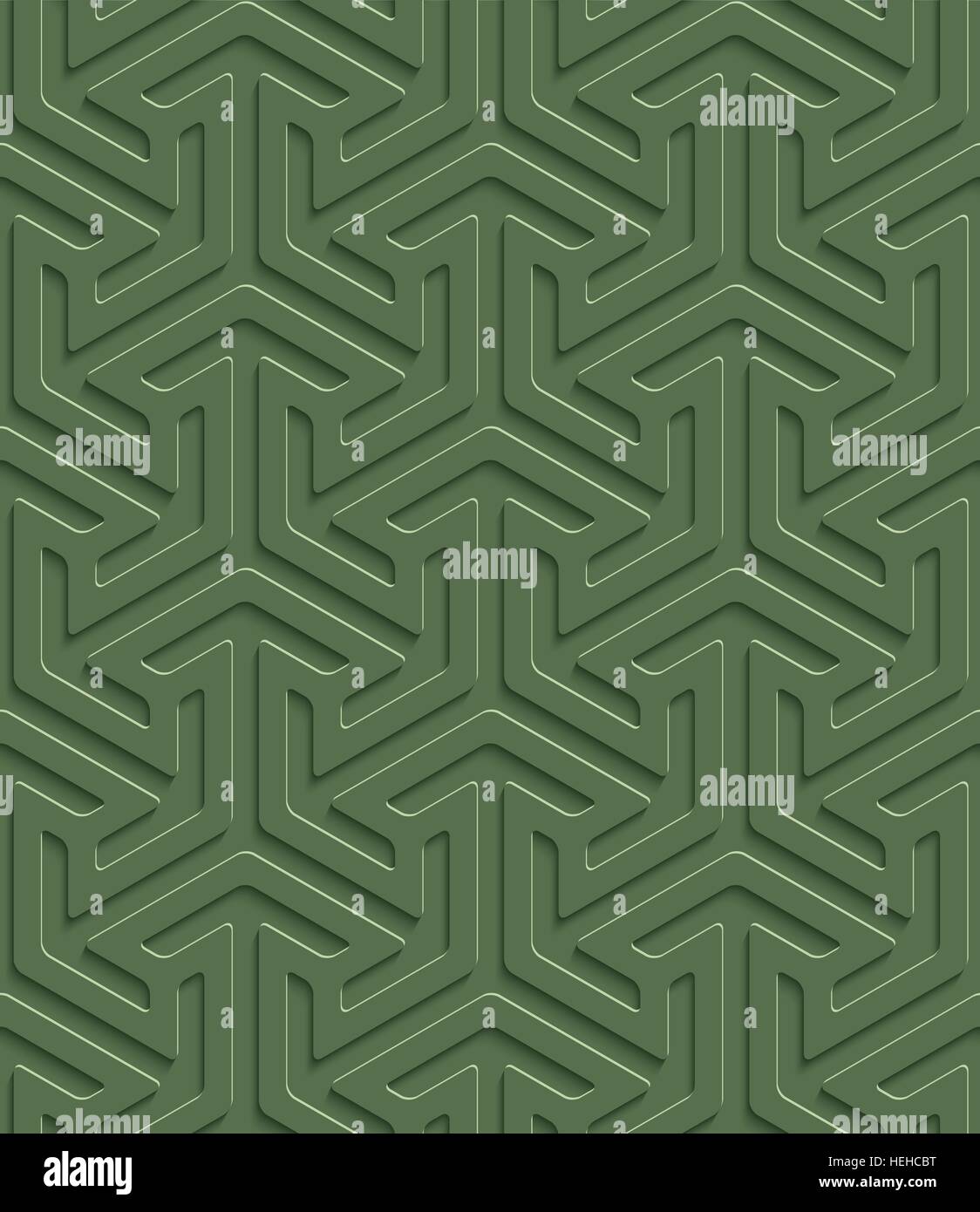 3D Seamless Pattern in Kale Color. Neutral Tileable Vector Background for Material Design. Stock Vector