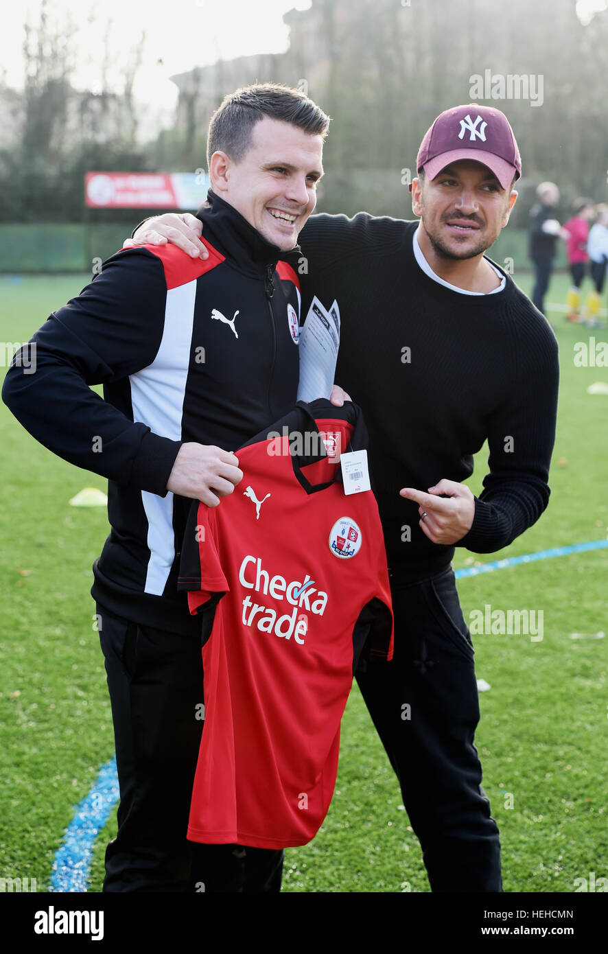 TV personality Peter Andre poses for photographs with Crawley Town footballer Dean Cox UK Stock Photo