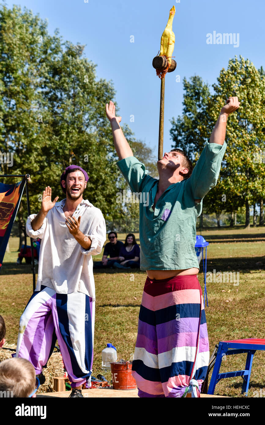 Two people in costumes at the Rosenvolk German Medieval Festival Stock