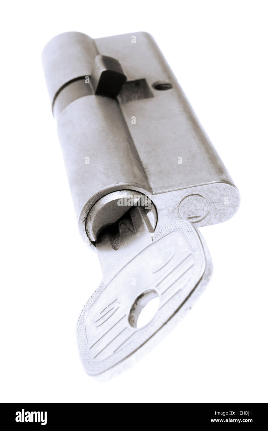 Cylinder lock with key Stock Photo Alamy