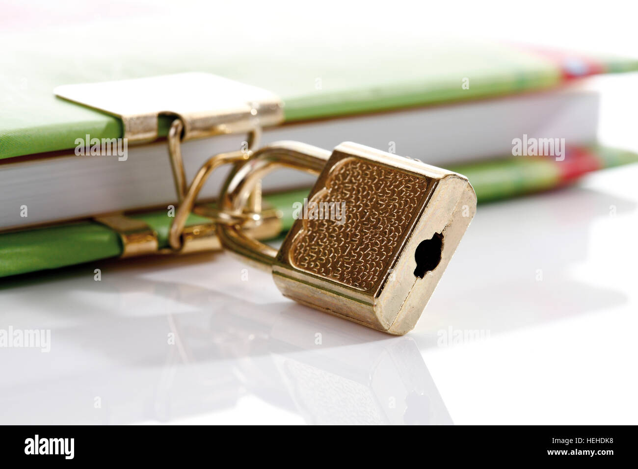 Diary padlock, lock Stock Photo
