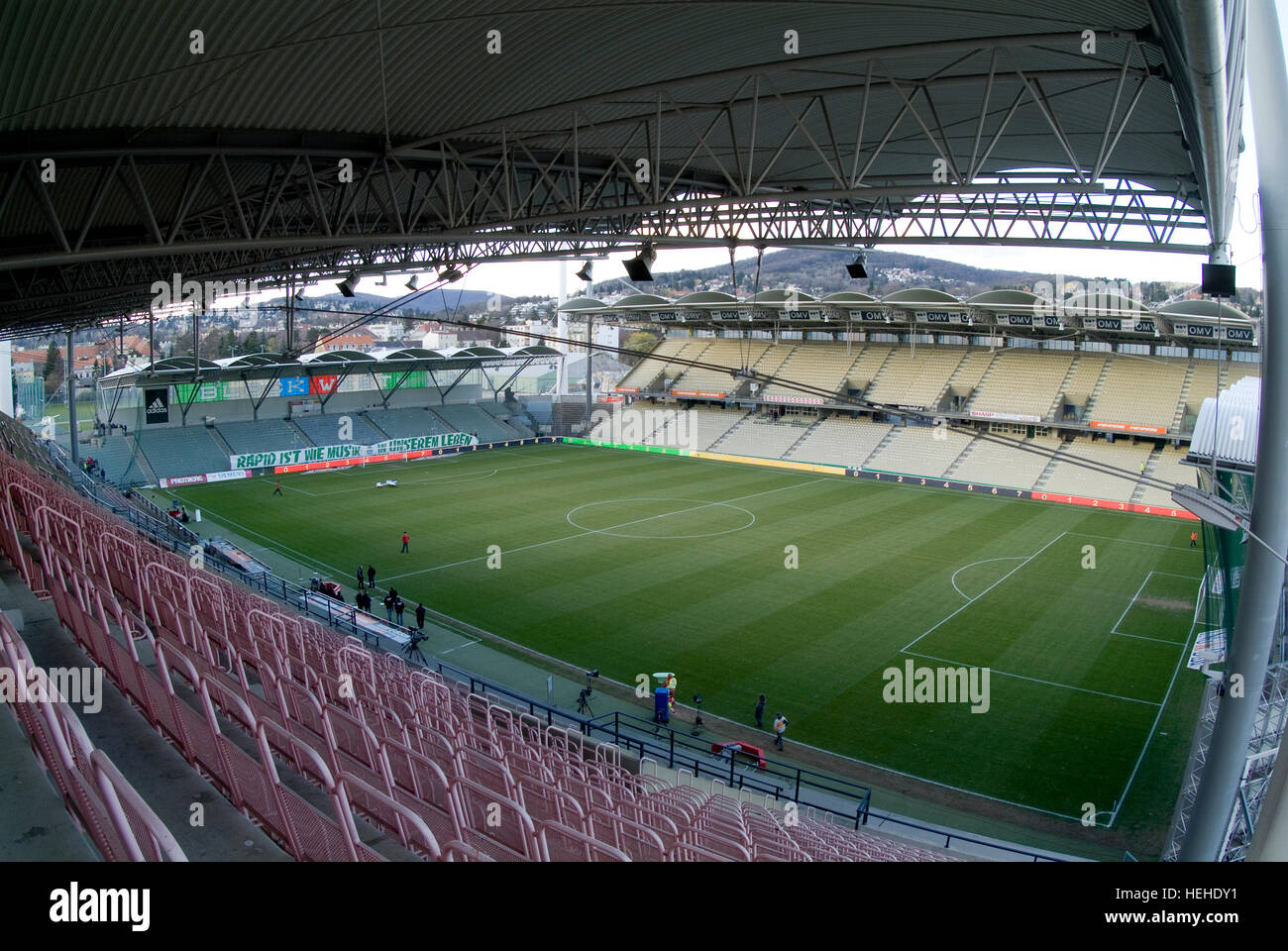 Hanappi Stadion, football stadium in Huetteldorf, Vienna, Austria Stock Photo
