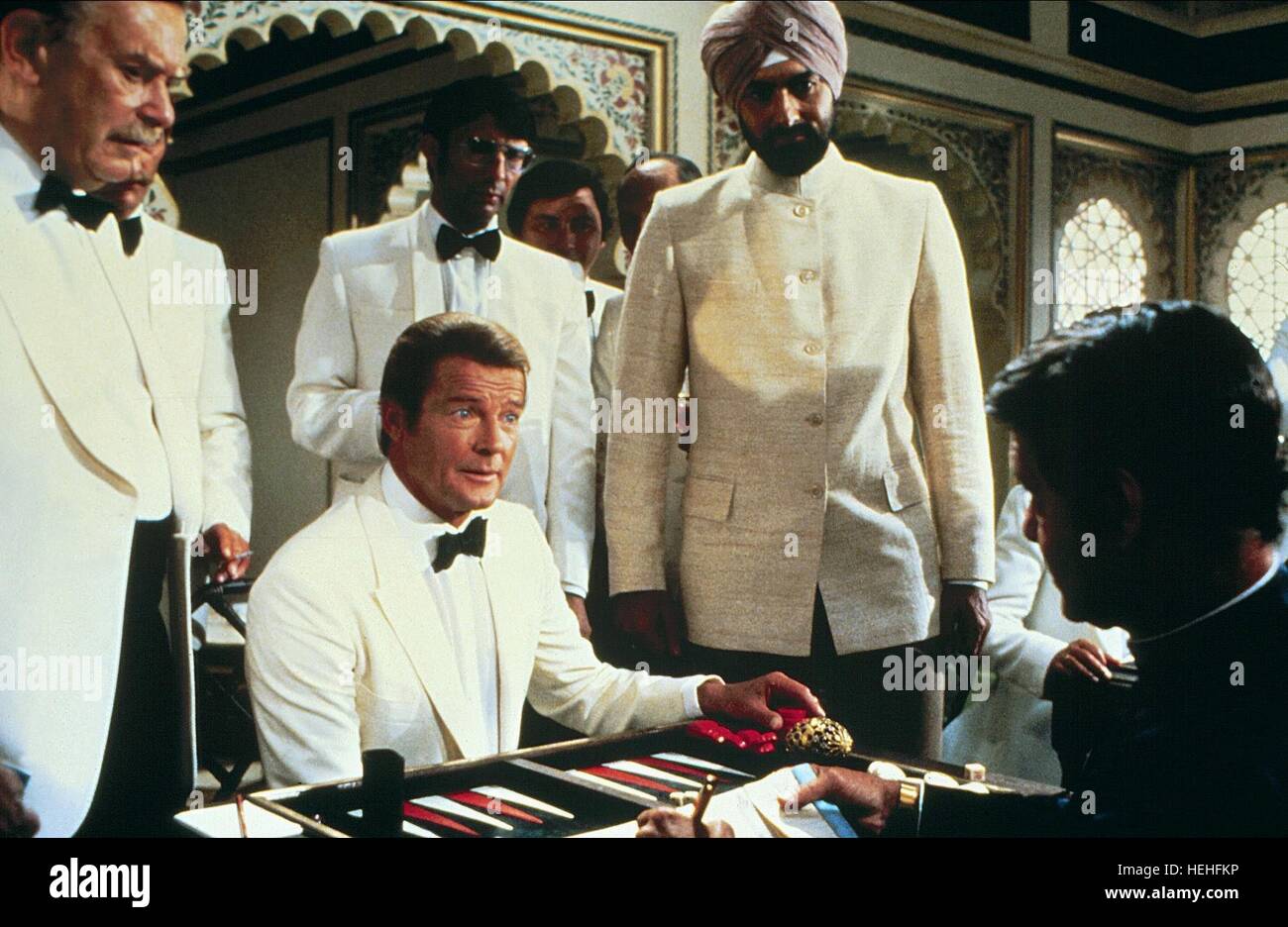 Roger Moore Kabir Bedi Louis Jourdan Octopussy 1983 Stock Photo Alamy