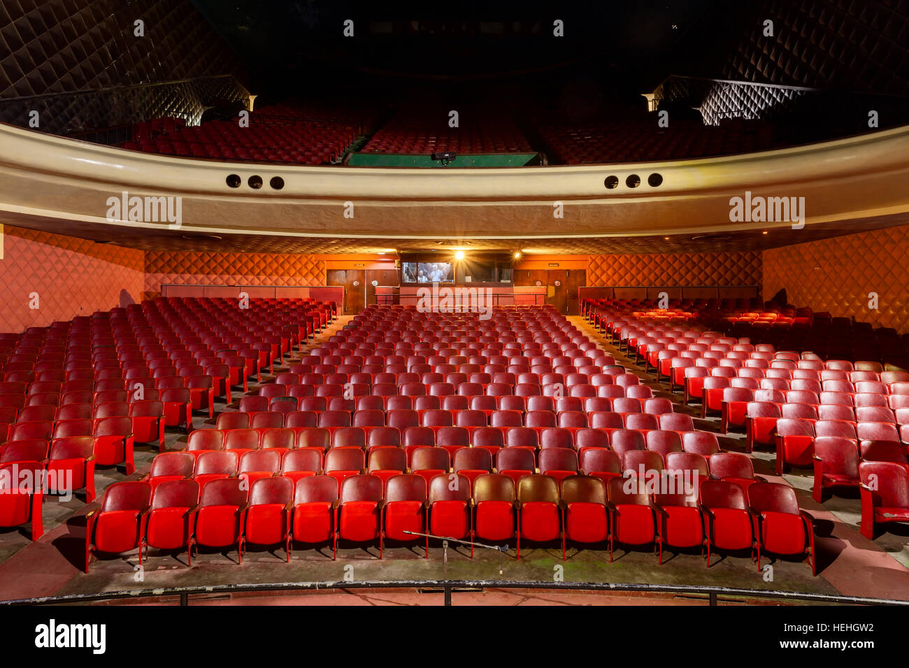 The auditorium inside the Teatro America in Central Havana, Cuba. Stock Photo