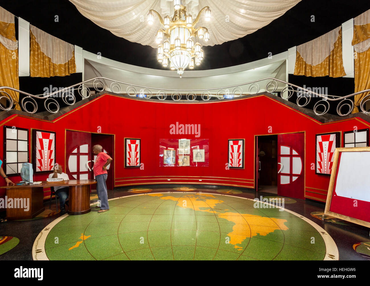 The lobby inside the Teatro America in Central Havana, Cuba. Stock Photo