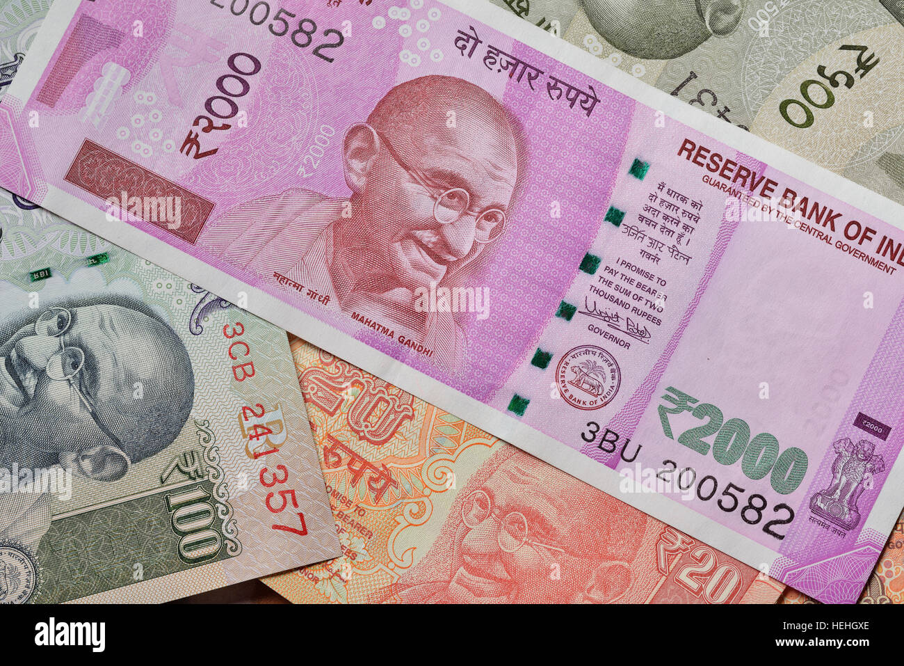 Close up of Indian Currencies Shot in Studio Stock Photo