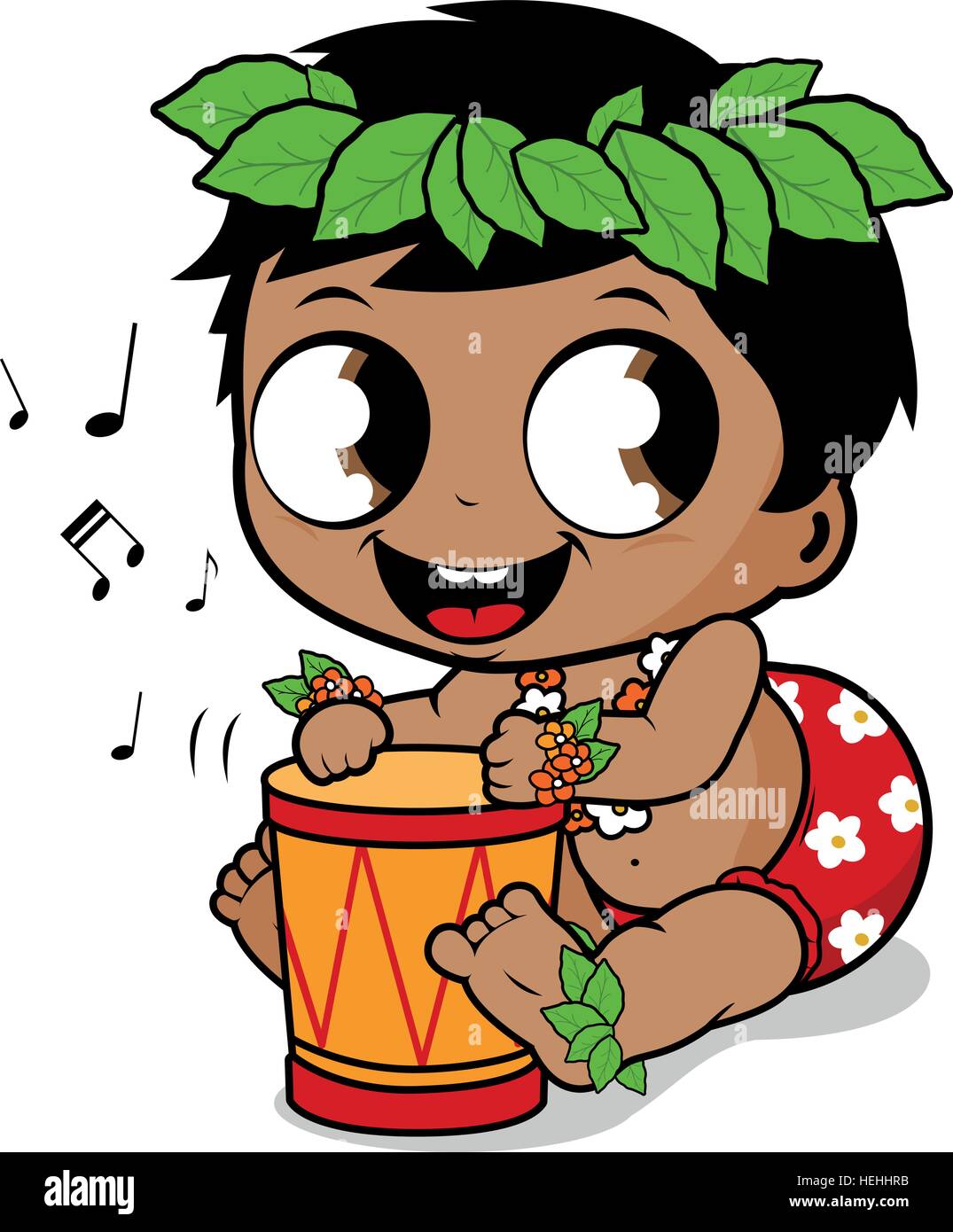 Hawaiian baby boy playing music with the pahu drum Stock Vector Image & Art  - Alamy