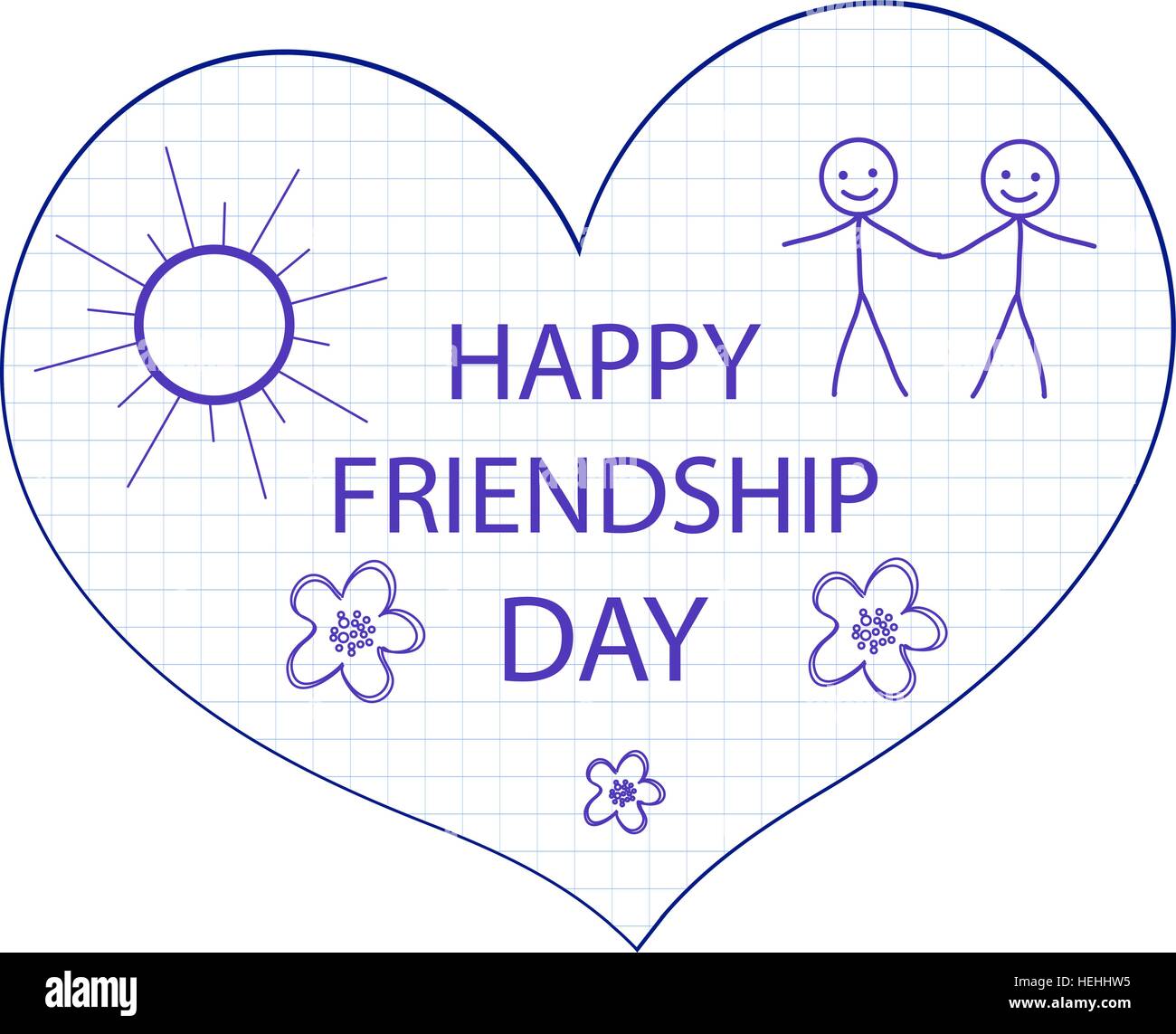 Greeting card with a happy friendship day. Greeting heart hand ...