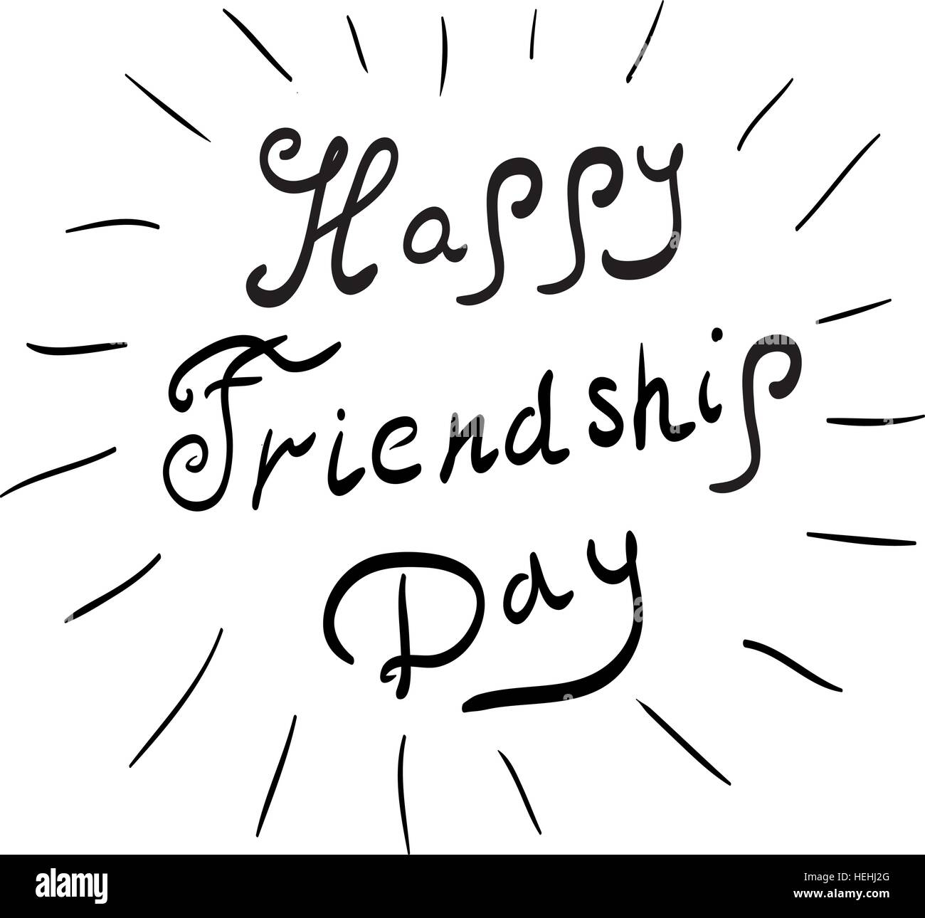 Greeting card with a happy friendship day. Greeting card with inscription, calligraphy lettering. Vector illustration Stock Vector
