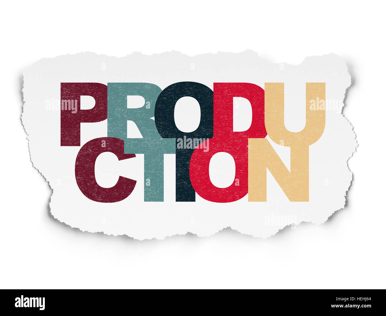 Business concept: Production on Torn Paper background Stock Photo - Alamy