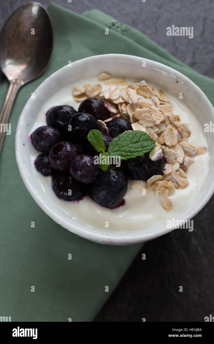 Blueberry and Oats on Yogurt Stock Photo Alamy