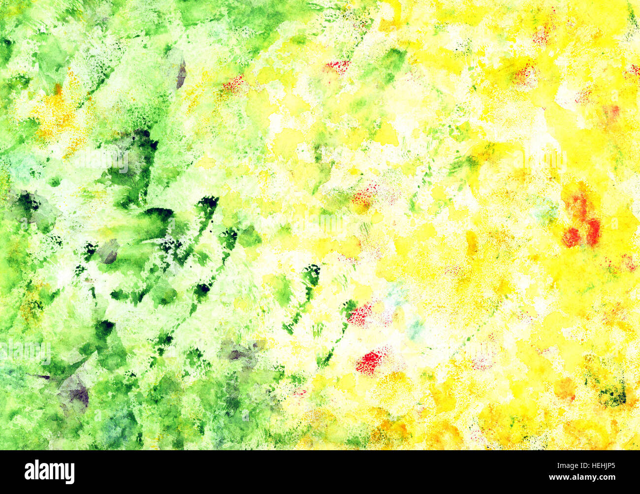 Abstract artistic hand painted watercolor background (yellow, green ...