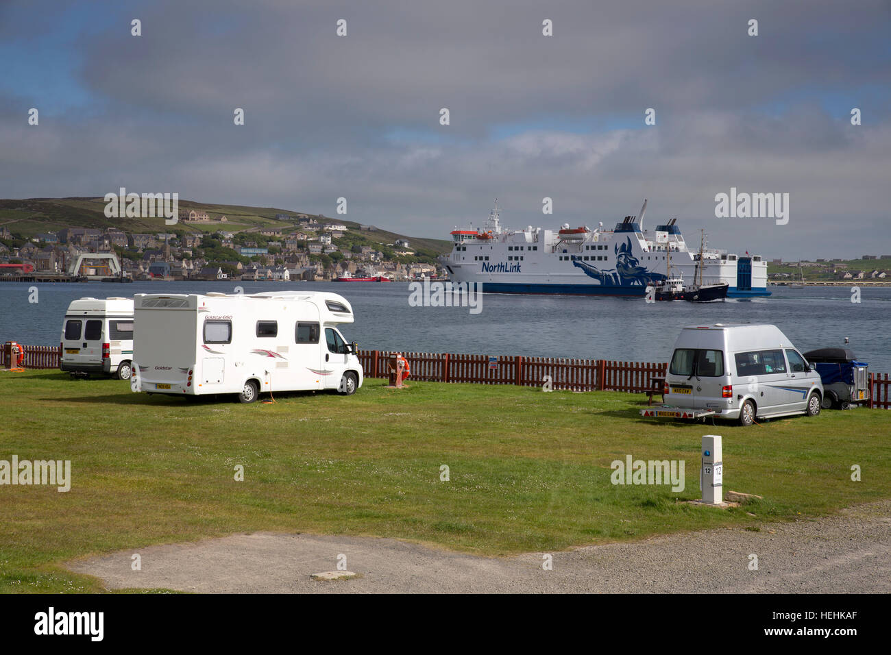 Motorhome; Point of Ness Campsite; Stromness; Orkney; Scotland; UK Stock Photo