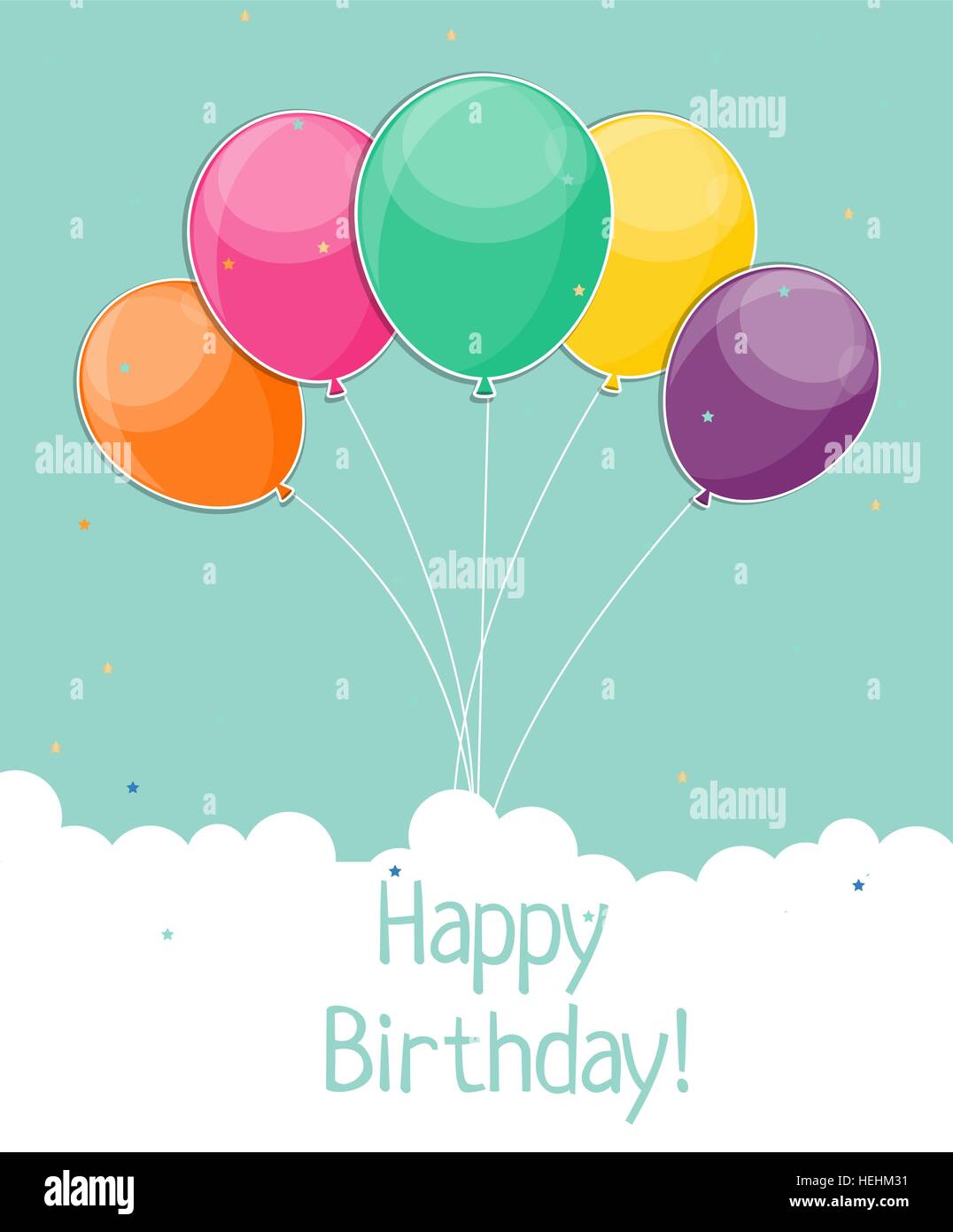 Glossy Happy Birthday Balloons Background Vector Illustration Stock ...