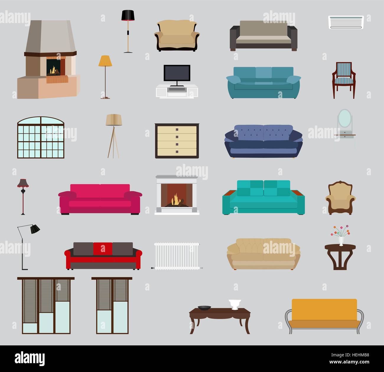 Set of Furniture. Modern Flat style Vector Illustration Stock Vector ...