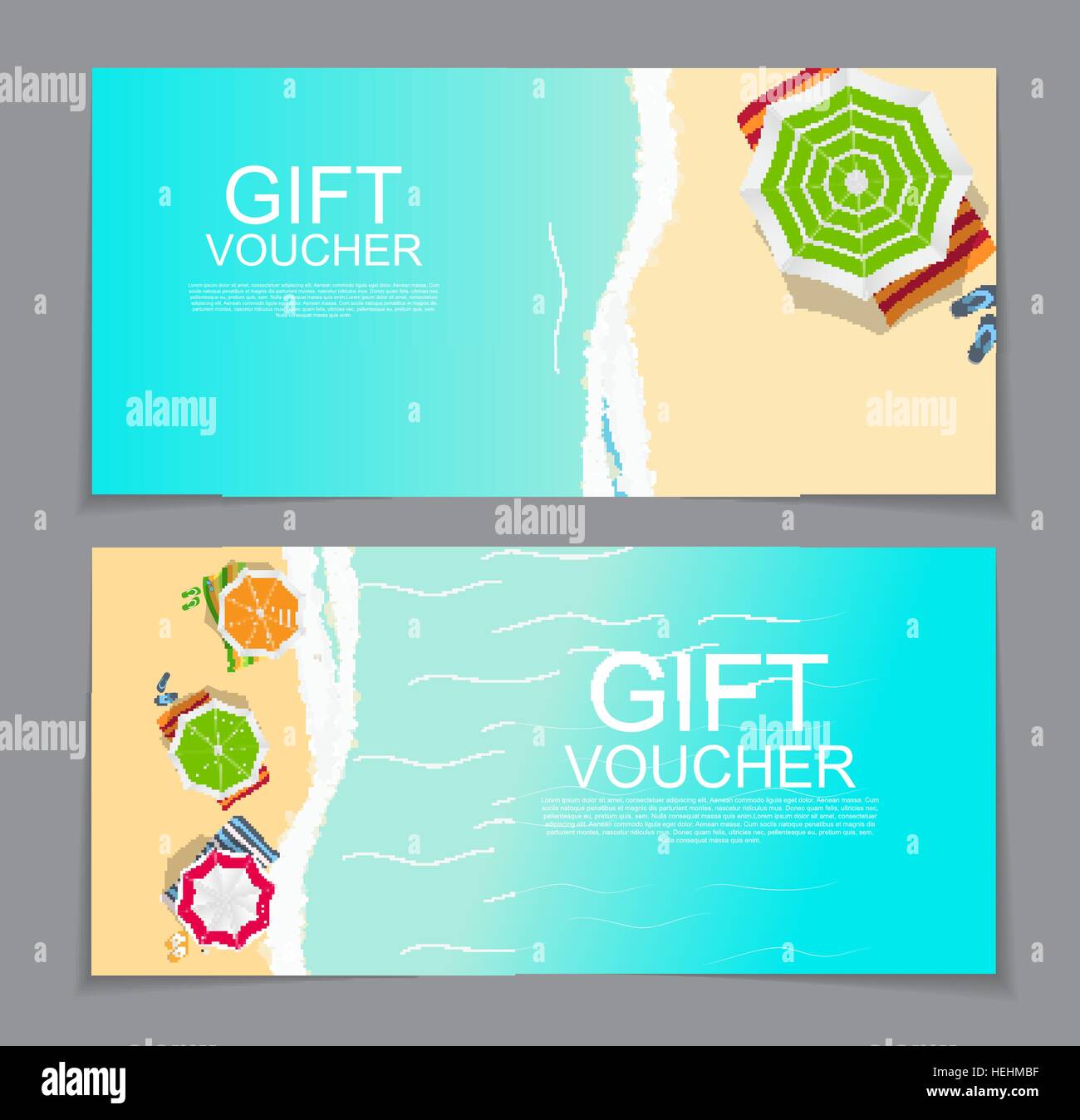 Gift Voucher Template for Summer Natural Background. Discount Co Stock Vector