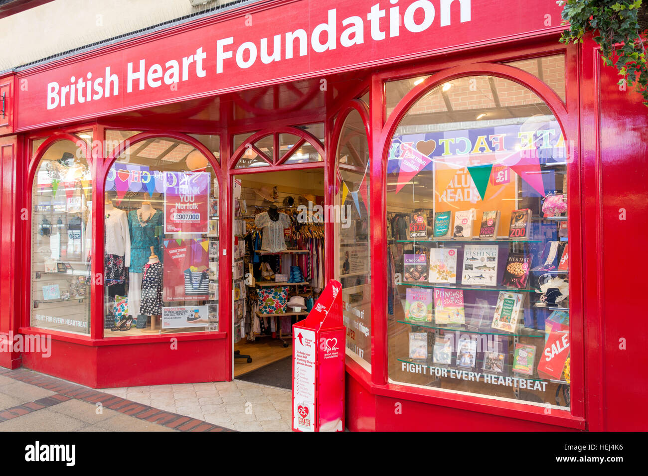 British Heart Foundation charity shop, Millers Walk, Fakenham, Norfolk, England, United Kingdom Stock Photo