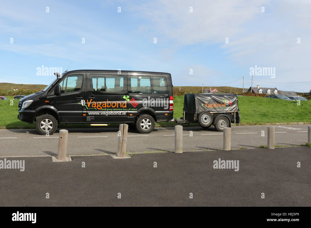 Vagabond" tour bus and trailer at the Skelligs Experience Centre Stock  Photo - Alamy