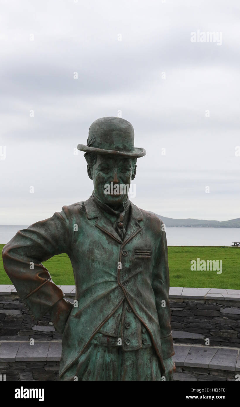 Statue of Charlie Chaplin in Waterville, County Kerry, Ireland Stock