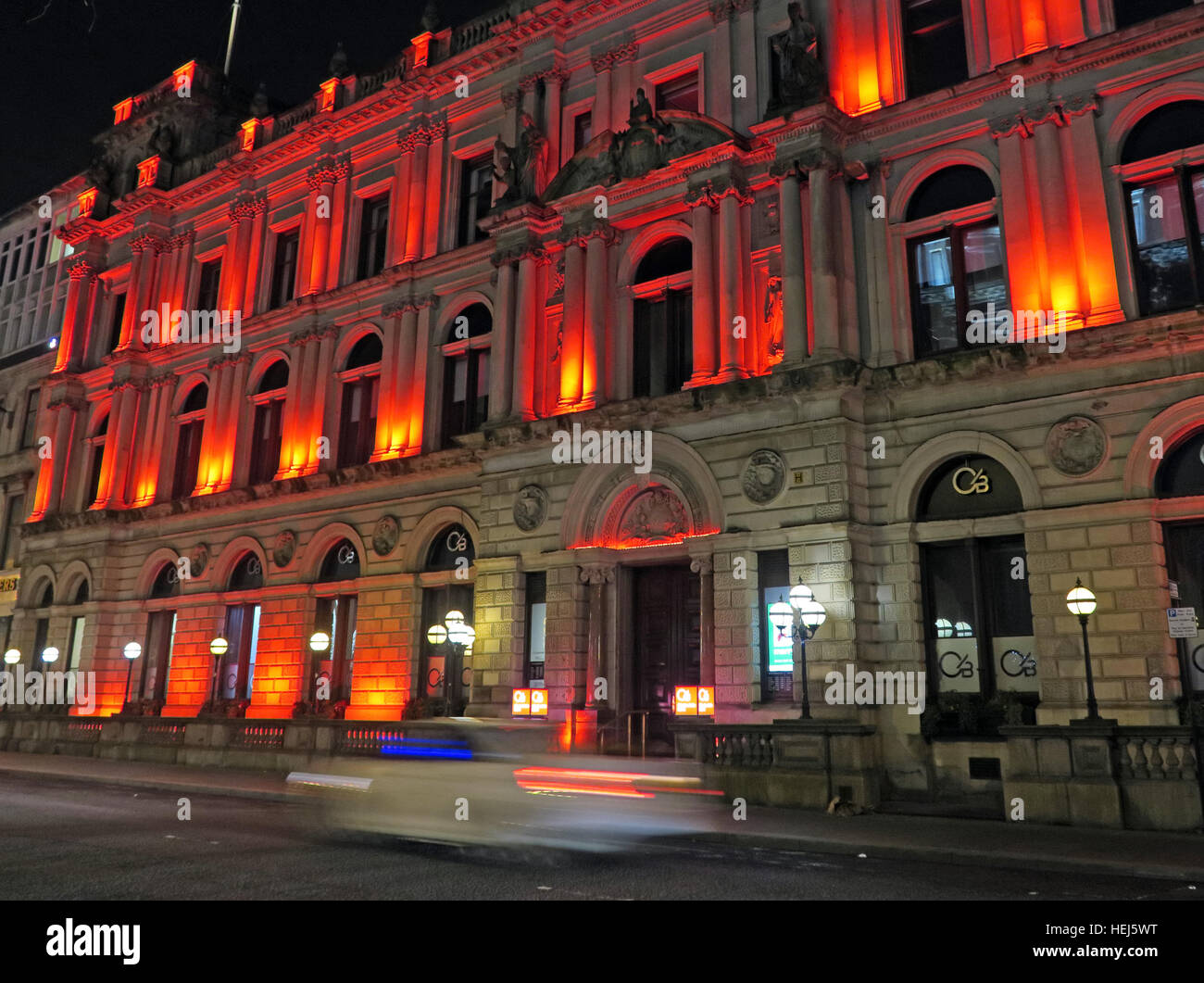 Clydesdale Bank Chambers at Night,Glasgow,near George Square, Scotland, UK Stock Photo