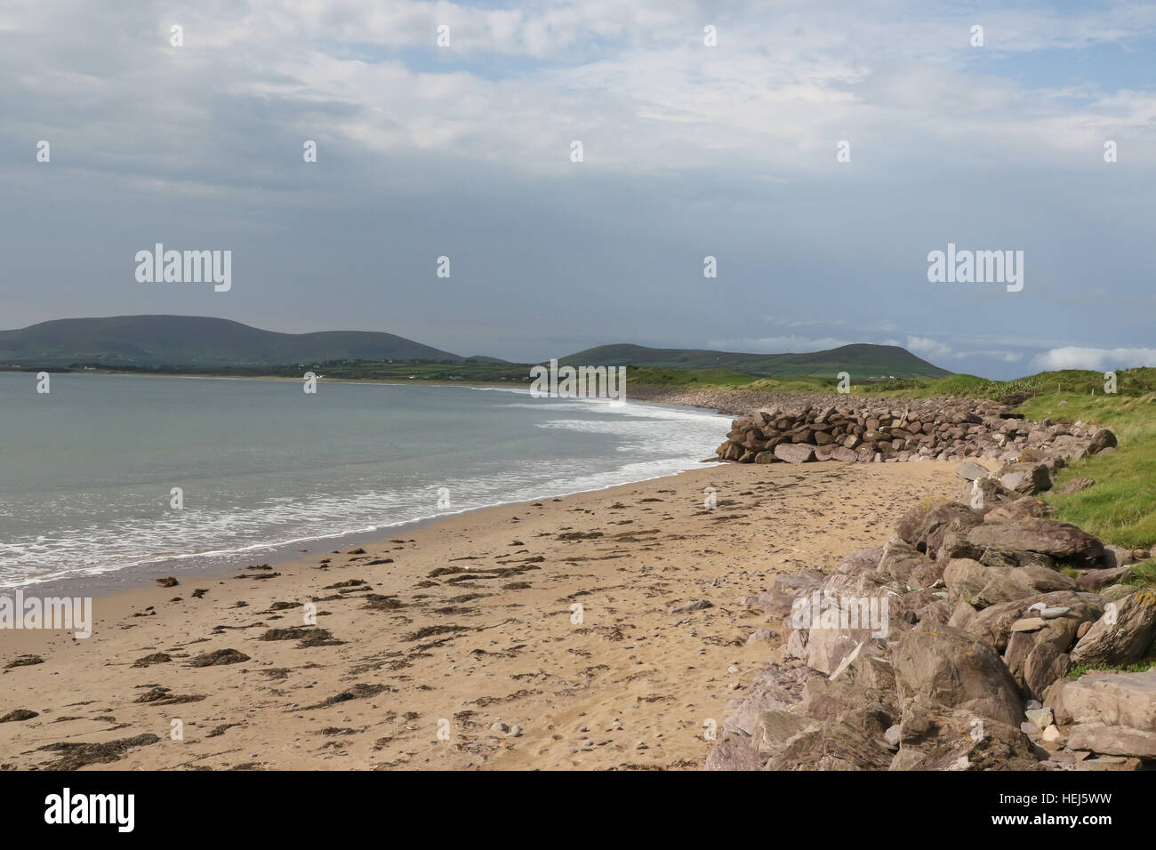 The beach at Waterville, County Kerry, Ireland, running alongside the