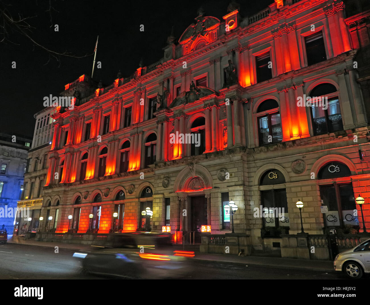 Clydesdale Bank Chambers at Night,Glasgow,near George Square, Scotland, UK Stock Photo