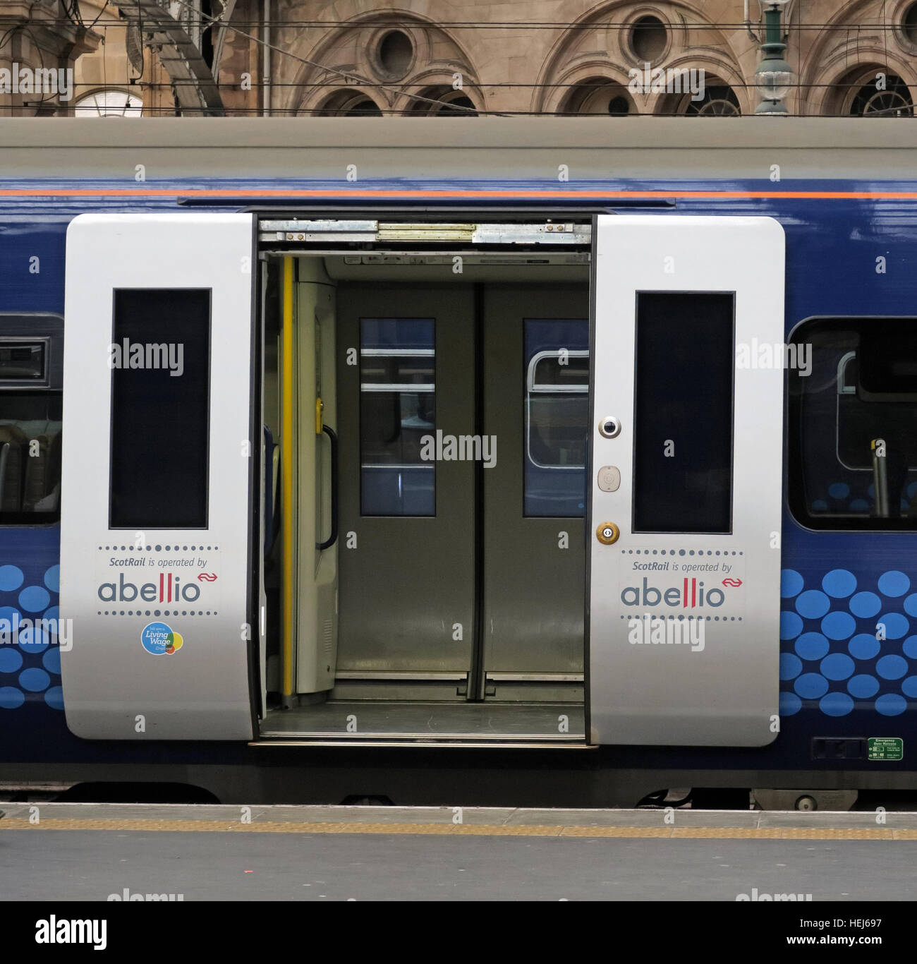 Scotrail Abellio train carriages,petition to bring back into state ownership,after poor service Stock Photo