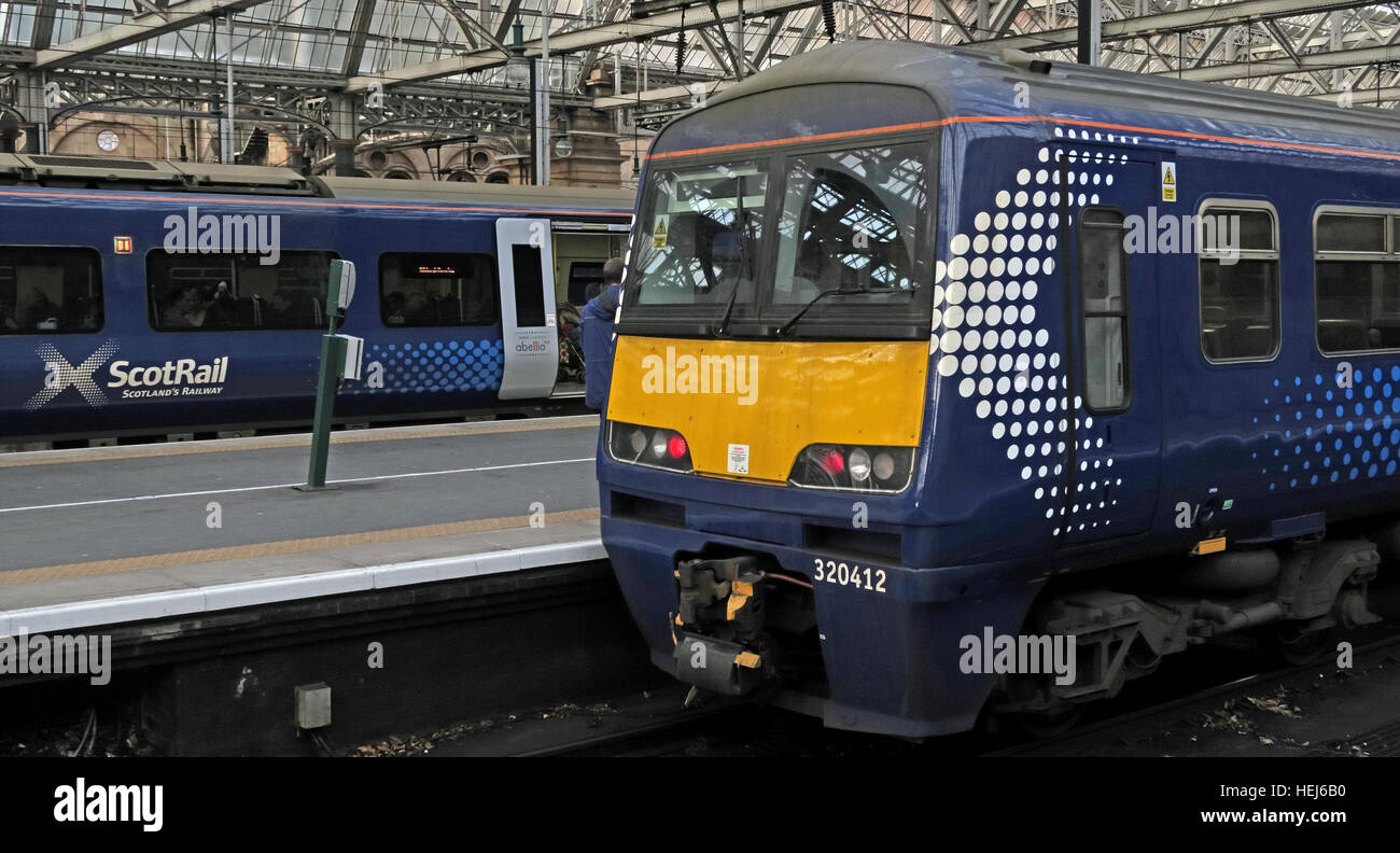 Scotrail Abellio train carriages,petition to bring back into state ownership,after poor service Stock Photo