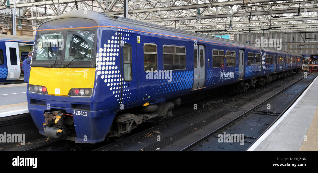 Scotrail Abellio train carriage 320412,petition to bring back into state ownership,after poor service Stock Photo