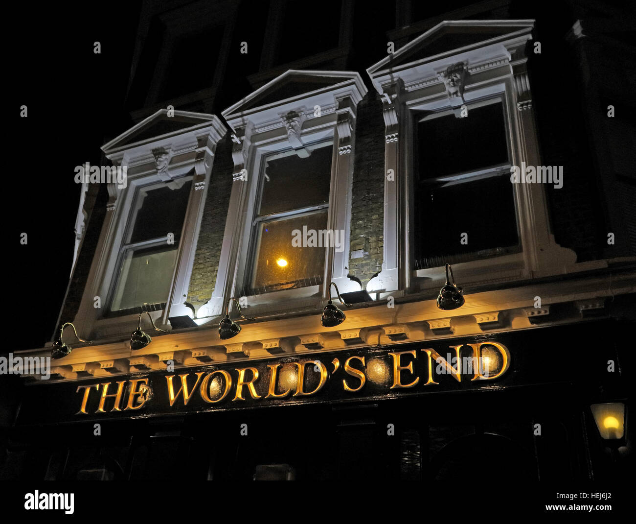 Camden Town at Night, North London, England, UK - The Worlds End Pub Stock Photo