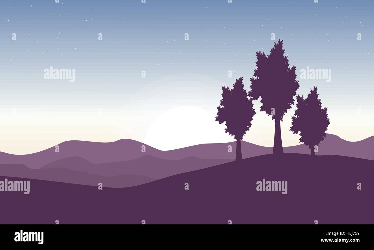 Beautiful landscape with tree on hill Stock Vector Image & Art - Alamy