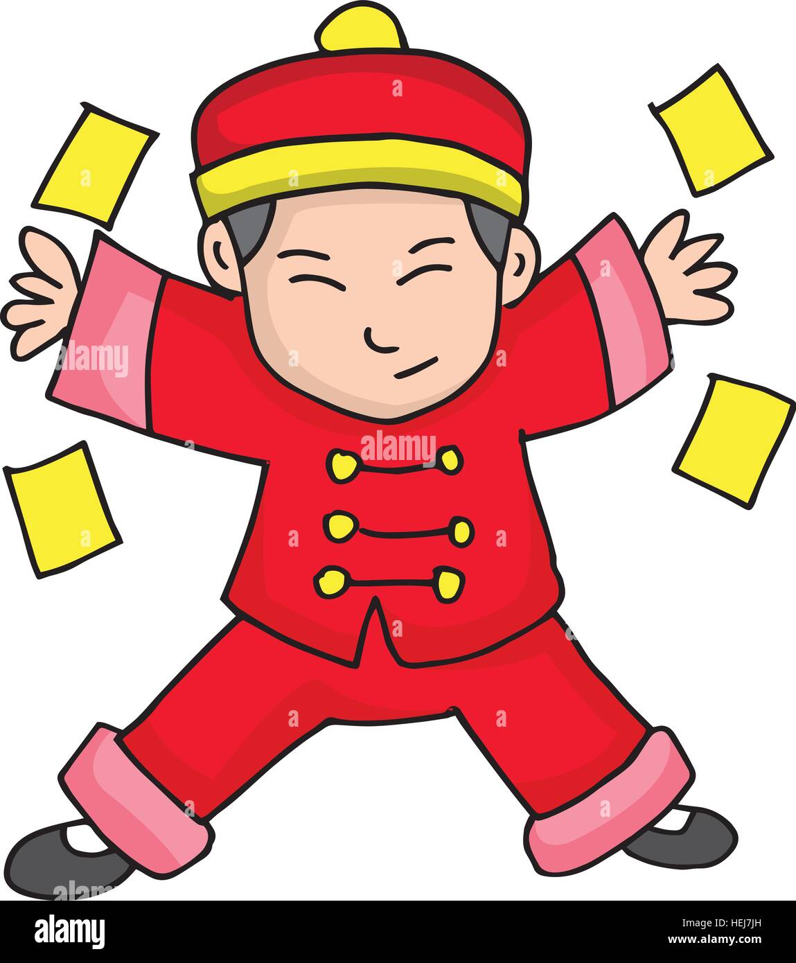 Chracter Chinese With Red Clothes Stock Vector