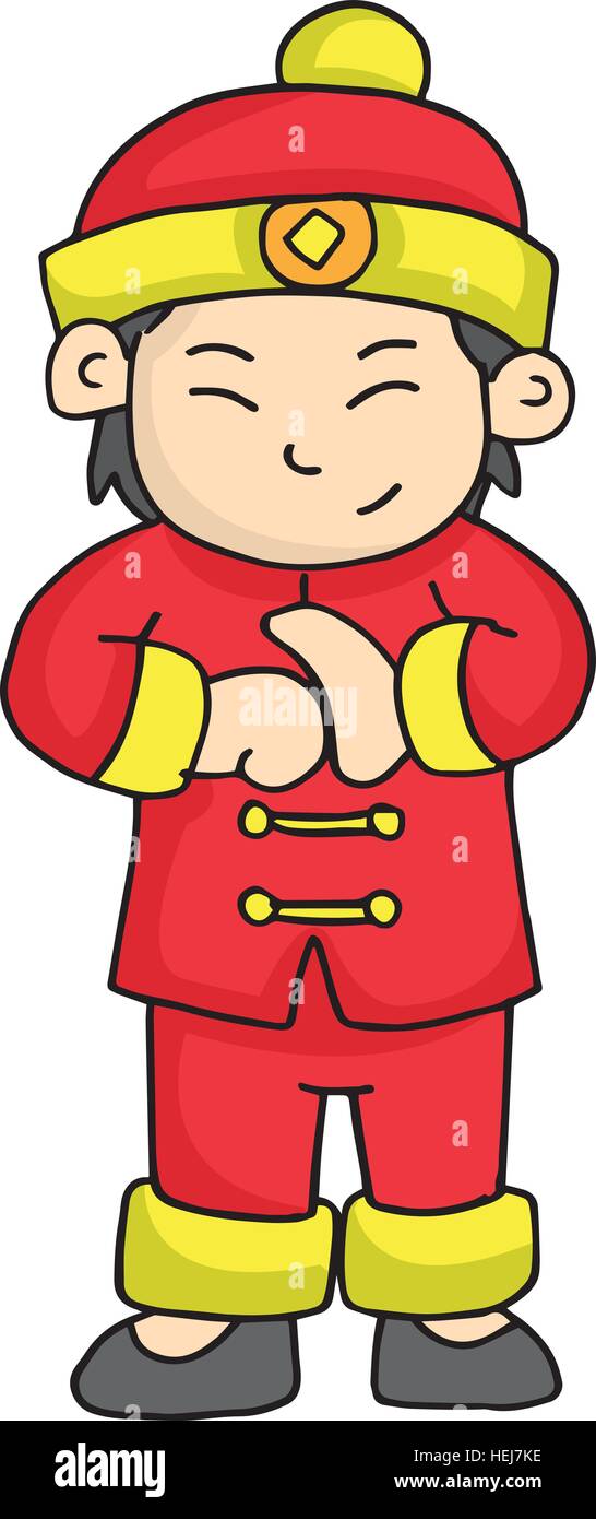 Character Of Boy Greeting Chinese New Year Stock Vector Image & Art - Alamy