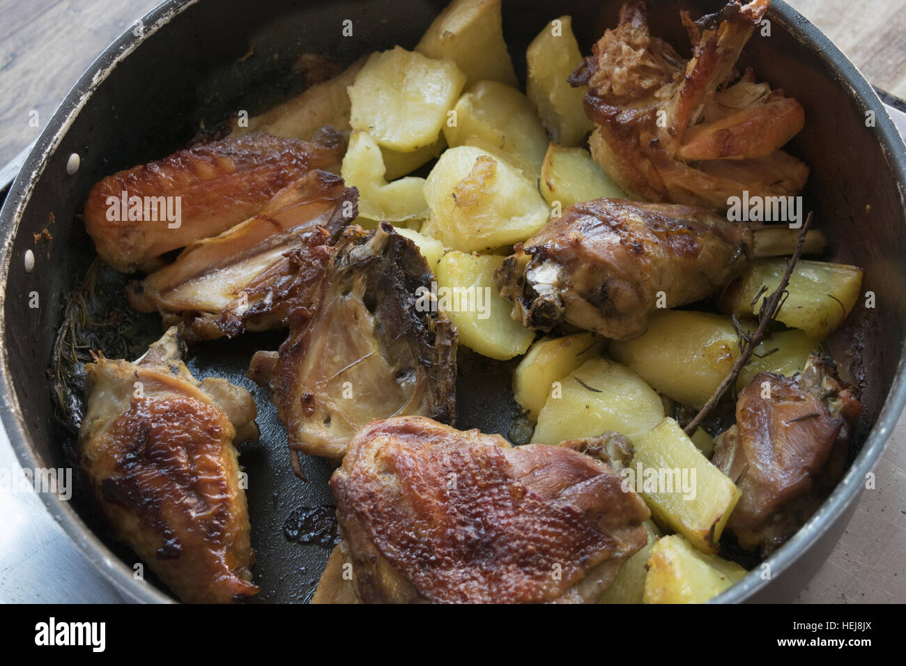 roast game with potatoes Stock Photo