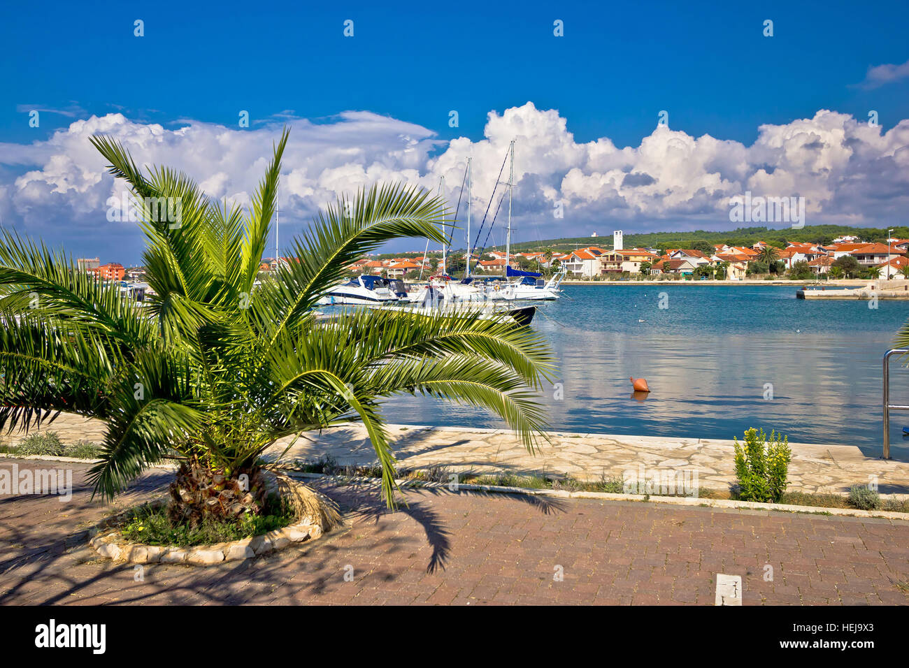 Bibinje village in Dalmatia waterfront and harbor view, Croatia Stock Photo