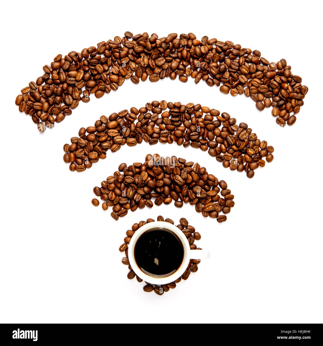 wifi sign made of roasted coffee beans Stock Photo Alamy