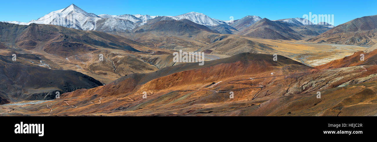 Colorful mountain ranges in Tibet panorama shot from the pass Stock ...