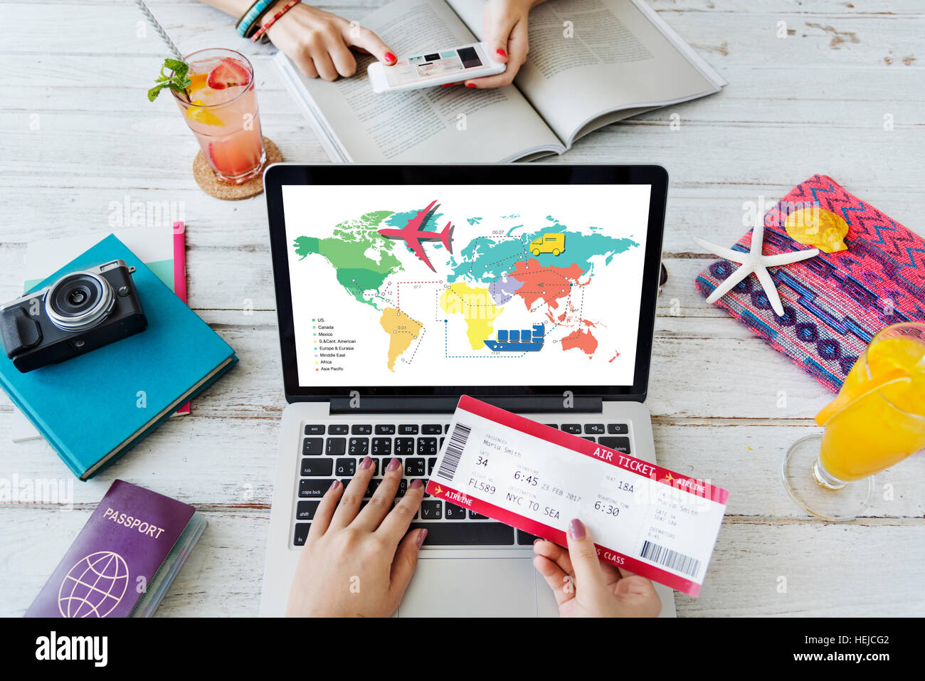 Travel Navigation Journey Vacation Trip Laptop Concept Stock Photo - Alamy