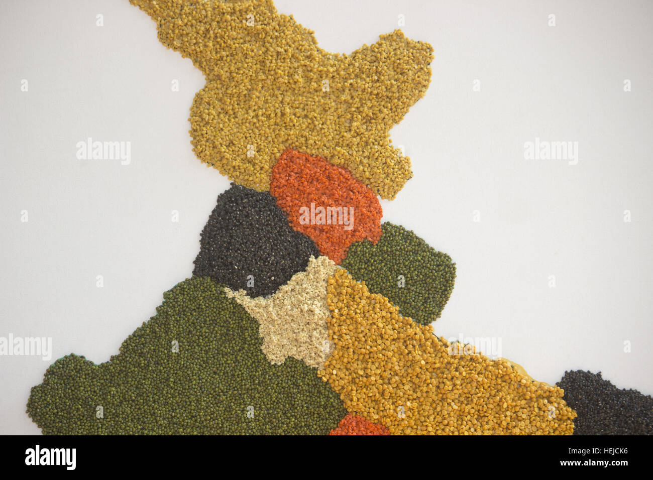 Map of India made with grains, Kala Ghoda Arts Festival, Mumbai, Maharashtra, India Stock Photo